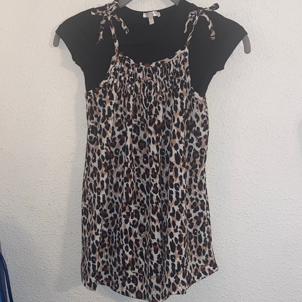 Leopard Print Dress with Black Top